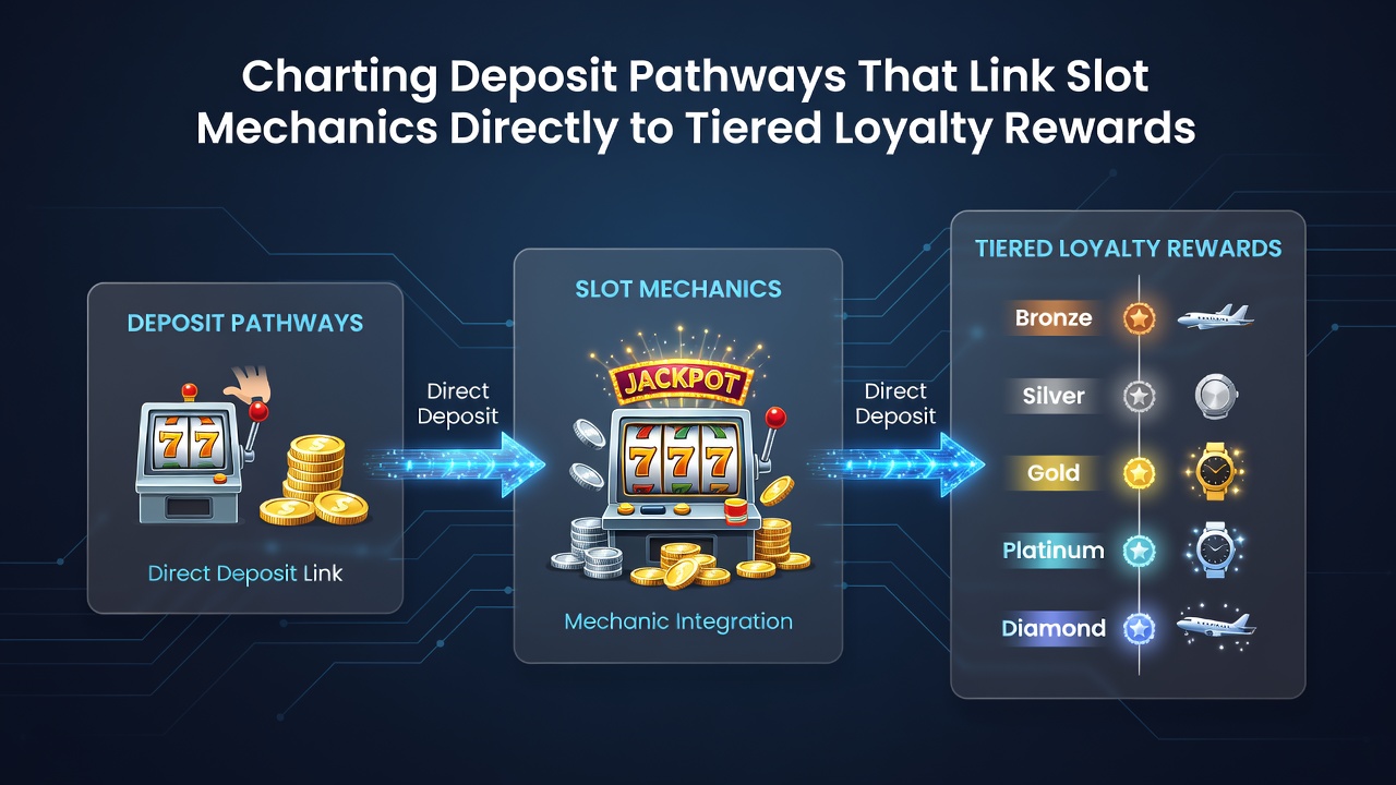 Flowchart illustrating real-time connections between deposits, slot bonus features, and loyalty tier upgrades